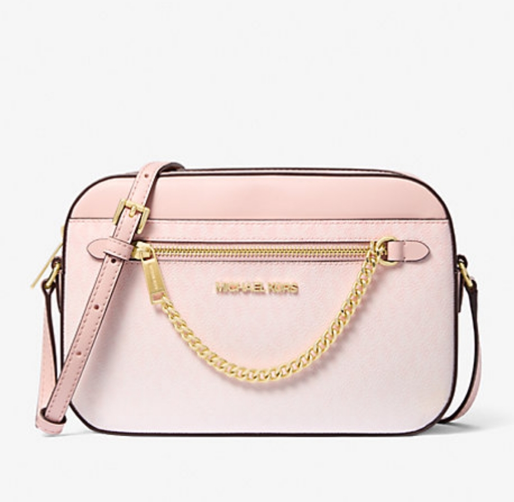 Michael Kors Jet Set Large Ombré Signature Logo Crossbody Bag (Powder Blush)